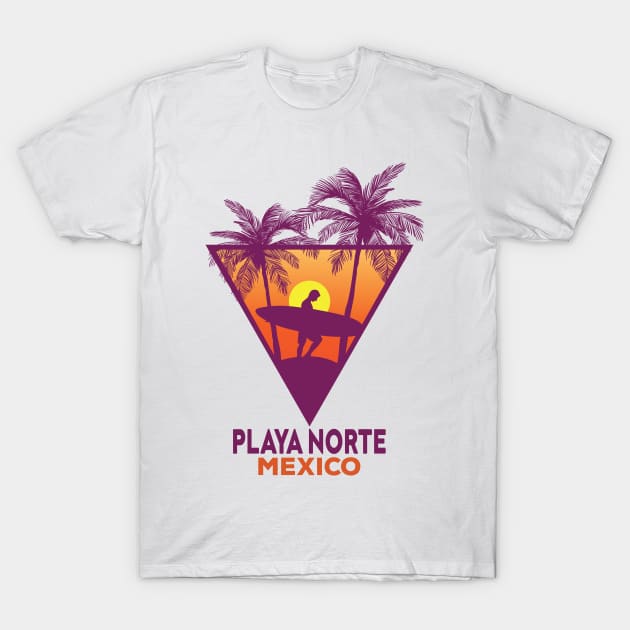 Retro Playa Norte Mexico T-Shirt by bougieFire